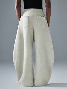 NEON BLANC Men's Street Style Loose Fit Gray Long Knit Sweatpants - Grey - View 4