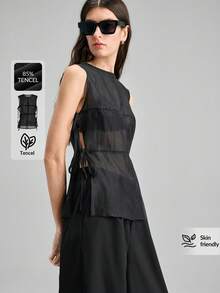 Ontre 2026 Spring/Summer New Black Reversible Camisole Top With Side Tie, Versatile Women's Top, Suitable For Valentine's Day, Carnival, Beach, Party, Elegant - Pink - View 1