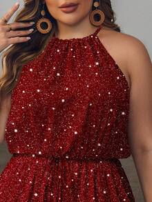 EMERY ROSE Bộ áo liền quần cổ yếm in họa tiết lấp lánh dành cho nữ cỡ lớn, thích hợp cho kỳ nghỉ, ngày Valentine. - Nhiều màu - Xem 5