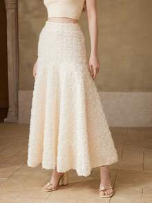 MOTF PREMIUM 女士春夏网纱飘逸半身裙 - 米色 - 查看 5