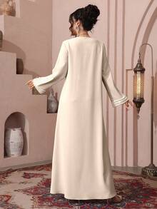 Al Najma Women's Loose Embroidered Beaded Robe For Ramadan - Apricot - View 6