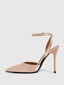 CUCCOO SZL Women's Fashion Pointed Toe Ankle Strap Stiletto High Heel Pumps, Suitable For Commuting, Dating, Party, Wedding And Other Occasions Valentine's Day Spring Shoes - Sardine Champagne - View 8