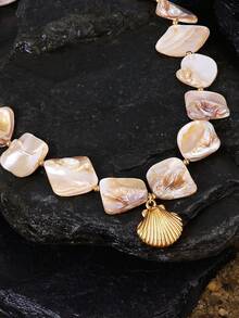 Opalesca 女士项链，珍珠/水晶，18K镀金，适合夏季/海滩/舞会/派对/假日/度假、订婚/结婚/承诺等场合，送给妈妈/女士/女孩/母亲 - 金色 - 查看 4