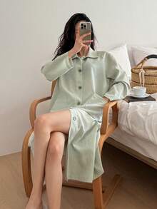 DAZY 格子宽松女士睡裙