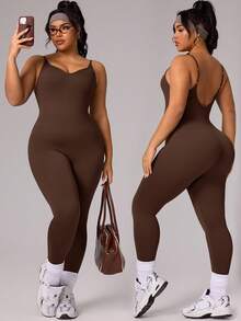 Rhythm Era Seamless High Elasticity Ribbed Plus Size Women Yoga Fitness Sports Waist Cincher Jumpsuit