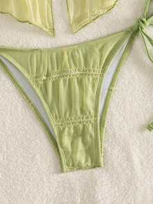 Swim Mod 新款亮片绿色比基尼泳衣，性感沙滩度假约会装，春夏款 - 綠色 - 查看 6