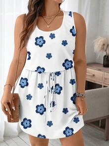 EMERY ROSE Đầm không tay thanh lịch, họa tiết hoa lãng mạn, kiểu dáng thường ngày dành cho nữ, thích hợp cho mùa hè, màu trắng. - Nhiều màu - Xem 4