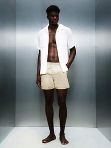 PLAYBOY X SUMWON Bunny Logo Beach Swim Trunks With Elastic Drawstring Waistband And Side Pockets Summer Casual Swimwear - Yellow - View 4