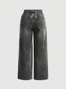 SHEIN MOD 大码 Y2K 宽松牛仔裤，街头风性感蓝色牛仔阔腿裤，阔腿裤，返校季，教师裤，秋季，女士牛仔裤，灰色牛仔裤，直筒牛仔裤，宽松牛仔裤，休闲女装，阔腿裤 - 淺色水洗藍 - 查看 2