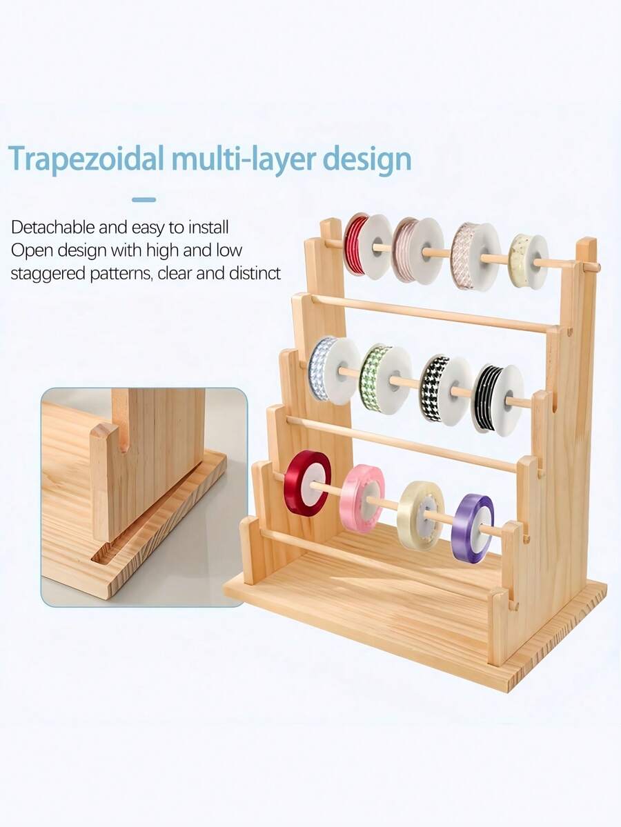 1 pezzo Organizer verticale da tavolo in legno per fili, porta rocchetti per cucito, confezione regalo, nastri e filati, forniture per hobby, accessori per capelli, con rastrelliera per rocchetti, organizer per nastri, organizer per nastri di carta, espositore per forniture da cucito, portaoggetti multifunzione per gioielli, organizer per accessori per capelli, adatto per stanza hobbistica fai-da-te, panificio, fiorista e uso domestico quotidiano