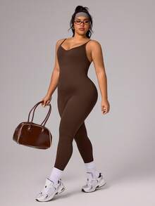 Rhythm Era Seamless High Elasticity Ribbed Plus Size Women Yoga Fitness Sports Waist Cincher Jumpsuit