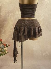 Soleia Váy dạ hội dáng lệch vạt, họa tiết sao biển ánh kim, trang trí họa tiết jacquard, thích hợp cho kỳ nghỉ hè trên bãi biển dành cho nữ. - màu nâu - Xem 2