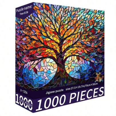1 Hộp đồ chơi xếp hình 1000 mảnh, kích thước 70cm*50cm, tranh phong cảnh sơn dầu và họa tiết hoạt hình, giúp giảm căng thẳng cho người lớn, nghệ thuật trang trí, quà tặng sinh nhật thích hợp.