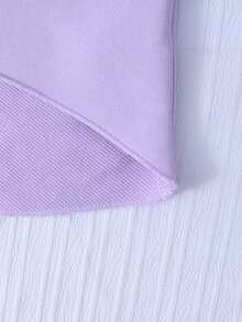 Sparklyn Tween GirlsBow Print Asymmetric Off-Shoulder Asymmetrical Hem Casual Sweatshirt - Purple - View 5