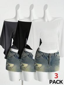 Coolane 女士秋冬音乐会锐舞节外出狂欢文艺复兴集市俱乐部露肩长袖 - 黑色 - 查看 3