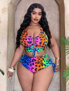 Slaydiva 2026新款彩色豹纹性感大码女式比基尼套装 - 彩色 - 查看 4