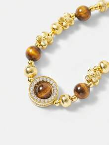 MOTF PREMIUM 复古孔雀石串珠新款手链，精致奢华小众女士手链 - 金色 - 查看 7