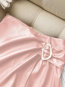 Franclia Váy quần da PU phong cách đường phố thường ngày dành cho nữ, thích hợp cho lễ tốt nghiệp, công sở, tựu trường. - Màu Hồng baby - Xem 4