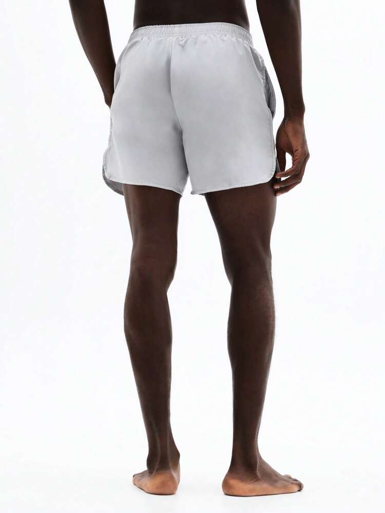 Curve Hem Beach Shorts With Elastic Waistband