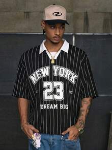 AXEPEAK 男士休闲时尚街头风 Polo 衫 - 黑色 - 查看 1