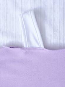 Sparklyn Tween GirlsBow Print Asymmetric Off-Shoulder Asymmetrical Hem Casual Sweatshirt - Purple - View 7