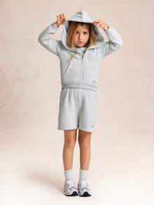 GLOWMODE Kids Collection Everyday Fleece Bundle Up Soft Warm Elastic Waist Loose Fit A-Line Shorts Daily Casual Outdoor Wear - Grey - View 7