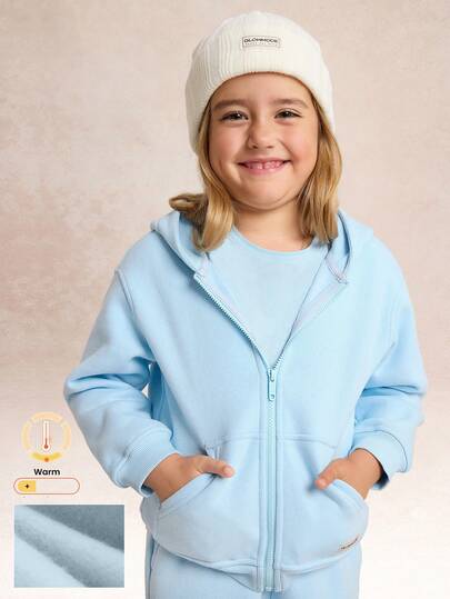 GLOWMODE Kids Collection Everyday Fleece Bundle Up Soft Warm Loose Fit Side Pockets Hooded Zip-Up Jacket Daily Casual Outdoor Wear