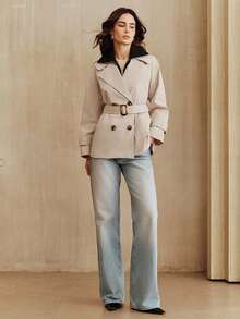 Anewsta 2026 Spring/Summer New Women's Windbreaker, Casual Detachable 2 In 1 Long Sleeve Windbreaker - Apricot - View 5