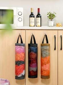 1个布艺壁挂式多口袋收纳架，厨房壁挂式垃圾袋架，适用于厨房、家庭洗衣房和家居收纳 - 彩色 - 查看 1