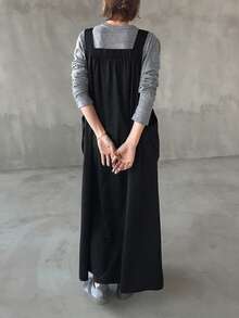 FRIFUL Women's Sleeveless Jumpsuit Style Long Straight Dress, Summer - Grey - View 3