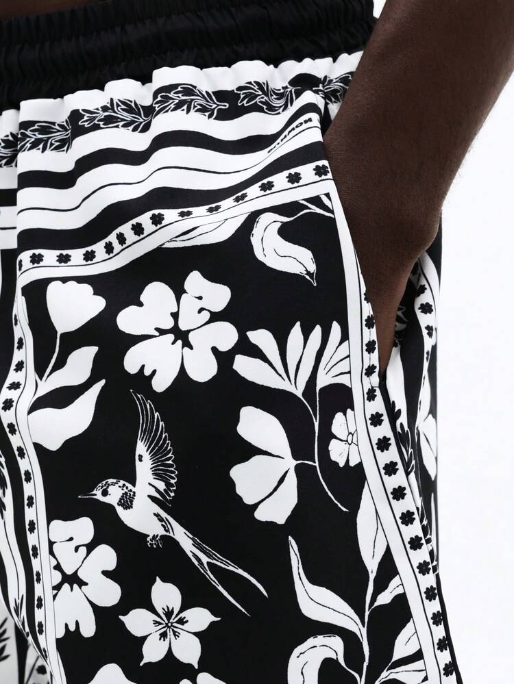 흑백 반다나 프린트 수영복