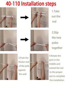 Adjustable Space Divider Rod - 2 Packs Spring Tension Rod, No Drill For Hanging Curtains, Clothes, Room Partition - White - View 9