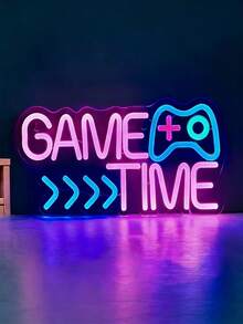 1PC USB LED "Game Time" Illuminated Lettering With Game Controller Pattern Light Signs, E-Sports Room Decorations, Game Console-Shaped Light Panels, Controller-Shaped Acrylic Neon Lights, LED Ambient Lighting For E-Sports Rooms, Bars, And Game Arcades. - Multicolor - View 6