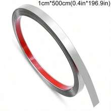 1 Roll Of 5-Meter Stainless Steel Self-Adhesive Wall Decorative Strip, Metal Decorative Strip, Non Drilling Flat Embedded Decorative Strip, Suitable For TV Background Wall And Ceiling Decoration - Silver - View 10