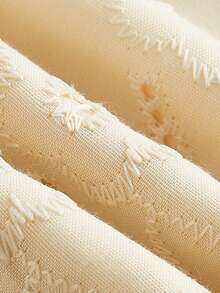 Maija 女士夏季度假波西米亚风刺绣荷叶边松紧腰侧袋短裤 - 杏色 - 查看 9