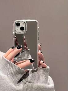 Apple Y2k Plating Mirror Phone Case Compatible With IP 11/12/13/14/15/16/17 Pro/Pro Max Waterproof Shockproof Anti-Fall Scratch Resistant - Silver - View 1