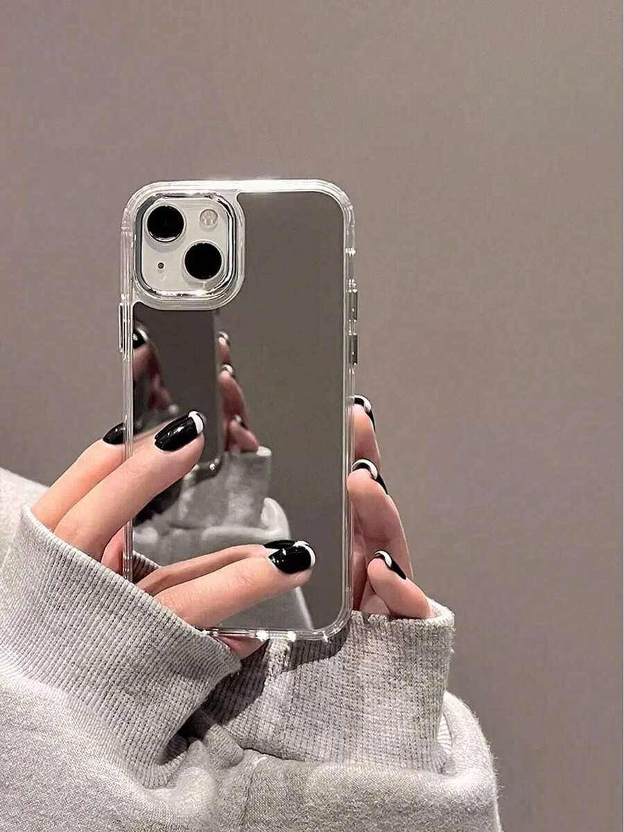 Apple Y2k Plating Mirror Phone Case Compatible With IP 11/12/13/14/15/16/17 Pro/Pro Max Waterproof Shockproof Anti-Fall Scratch Resistant - Silver - View 1