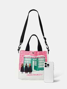 HARRY POTTER X SHEIN Women's Fashionable One-Piece Shoulder Bag, Printed Shoulder Bag With Adjustable Shoulder Strap, Women's Casual Commuting Shoulder Bag - Baby Pink - View 4
