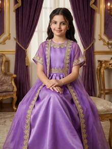 SHEIN 少女圆领长袖连衣裙 - 淡紫色 - 查看 9