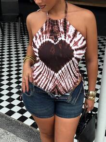 Vaytide Traje de baño de una pieza talla grande, diseño impreso minimalista casual para mujeres - Multicolor - Ver 6