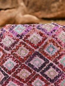 女士亮片拼接印花紧身迷你裙 - 玫紅色 - 查看 6