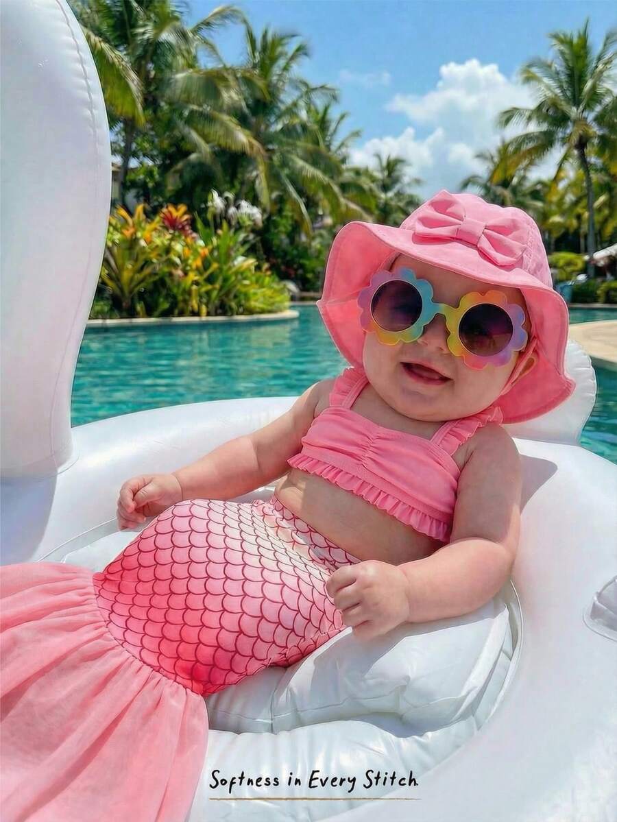 Cozy Pixies Baby Girl Mermaid Tail Print Cute Bikini Swimsuit