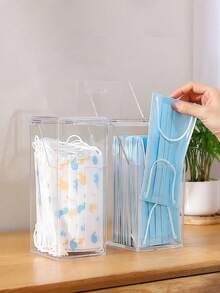 1pc Clear Face Cover Storage Box, Multifunction Desk Organization For Home - Multicolor - View 1
