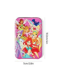 The Winx X SHEIN Cute Pattern Printed PU Leather Material Pink Foldable High-Definition Portable Mirror, Can Be Independently Supported And Handheld, Lightweight And Compact, Convenient For Checking Makeup Details, Suitable For Travel And Commuting - Hot Pink - View 6