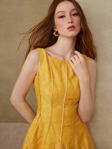 MOTF PREMIUM WOMEN'S SPRING/SUMMER A-LINE SLEEVELESS SHORT DRESS - Yellow - View 7