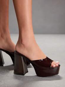 CUCCOO SZL 踝带露趾高跟凉鞋，度假鞋，夏季情人节礼物，夏季鞋，春季鞋，春假复活节舞会高跟鞋 - 咖啡棕 - 查看 6