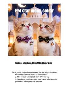 PETSIN 1 件装宠物星月项圈，颈围可调节，猫狗项圈，宠物节日礼物，斋月生日宠物配饰，宠物用品 - 彩色 - 查看 12