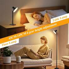 1PC 57 Inch Modern Height Adjustable Led Floor Lamp, USB Powered 3000K-6500K Brightness Dimmable Table Lamp, Indoor Multipurpose Corner Standing Light For Living Room, Bedroom, Study And Office Decor - Black - View 6