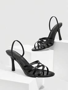 CUCCOO SZL Women's Pointed Toe Criss-Cross Design Fashion High Heel Sandals Valentine's Day - Black - View 2