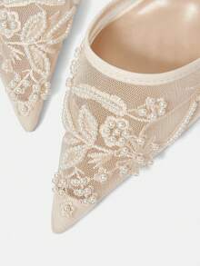 CUCCOO HITCHD Women's Mid Heel Pointed Toe Pumps, Party Shoes Valentine's Day Elegant Shoes - Beige - View 10